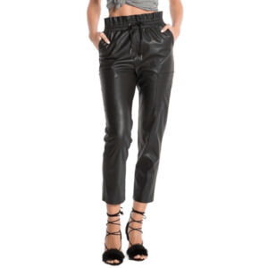 n:Philanthropy Faux Leather Morena Pants Black Paper Bag Elastic Waist Relaxed